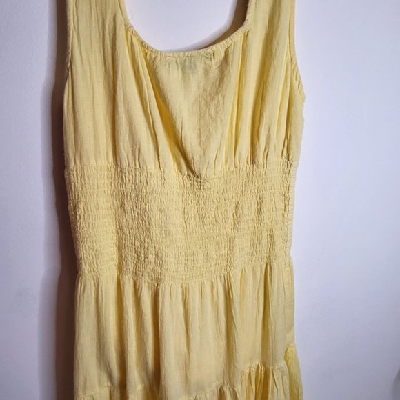Womens Mlle Gabrielle Sun Dress, Yellow, ruffle tiered, soft gauze, lined, sz. M - Picture 5 of 6